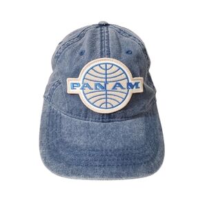 Pan Am World Wide Adjustable Buckle‎ Denim Blue Retro Vintage Cap